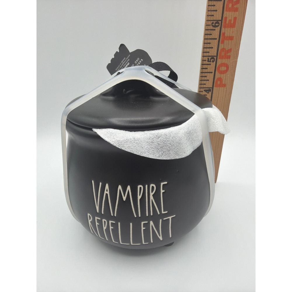 Rae Dunn VAMPIRE REPELLENT Black Halloween Canister Bat Topper